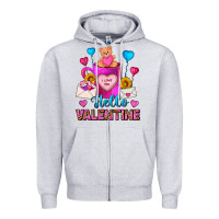 Heather Grey hello valentine valentines day coffee mug Zipper Hoodie - FaDigitalArtStudio