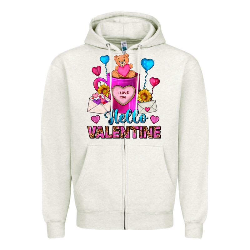 Hello Valentine Valentines Day Coffee Mug Zipper Hoodie by FaDigitalArtStudio | Teevron
