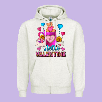 Hello Valentine Valentines Day Coffee Mug Zipper Hoodie Designed By Fadigitalartstudio