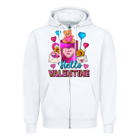 White hello valentine valentines day coffee mug Zipper Hoodie - FaDigitalArtStudio