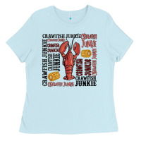Baby Blue crawfish junkie Ladies Tee - MaliasSmallBusiness