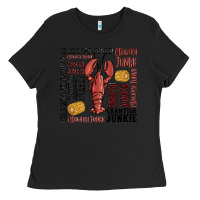 Black crawfish junkie Ladies Tee - MaliasSmallBusiness