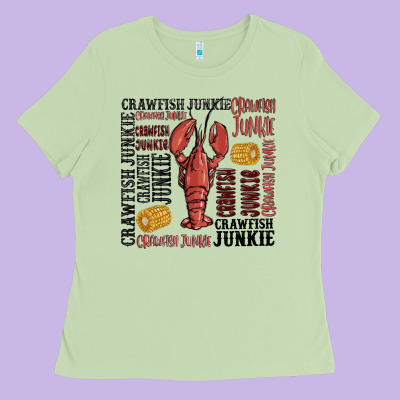 Crawfish Junkie Ladies Tee Designed By Maliassmallbusiness