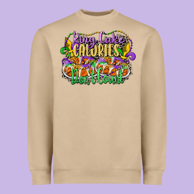 King Cake Calories Dont Count Heavyweight Sweatshirt Designed By Cowgirlartshop