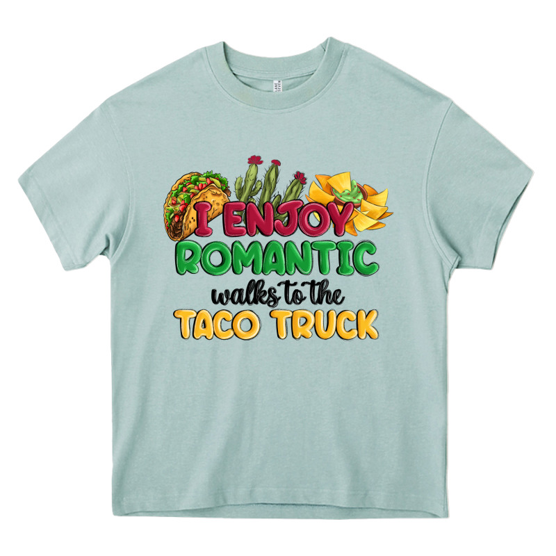 I Enjoy Romantic Walks To The Taco Truck Heavy Core Tee by MaliasSmallBusiness | Teevron