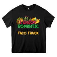 Black i enjoy romantic walks to the taco truck Heavy Core Tee - MaliasSmallBusiness