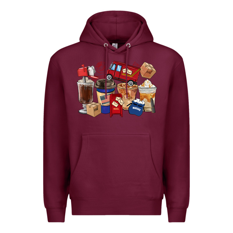 Postal Worker Coffee Cups Premium Hoodie by FaDigitalArtStudio | Teevron