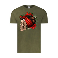 Vintage Olive bandana and roses skull Vintage Tee - Jasminsmagicworld