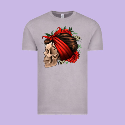 Bandana And Roses Skull Vintage Tee Designed By Jasminsmagicworld