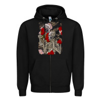 Black Two skeletons hugging Valentine's Day Zipper Hoodie - FaDigitalArtStudio