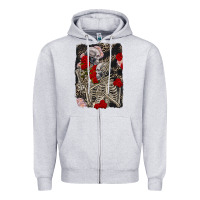 Heather Grey Two skeletons hugging Valentine's Day Zipper Hoodie - FaDigitalArtStudio