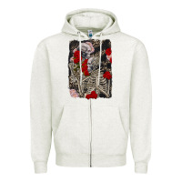 Oatmeal Heather Two skeletons hugging Valentine's Day Zipper Hoodie - FaDigitalArtStudio