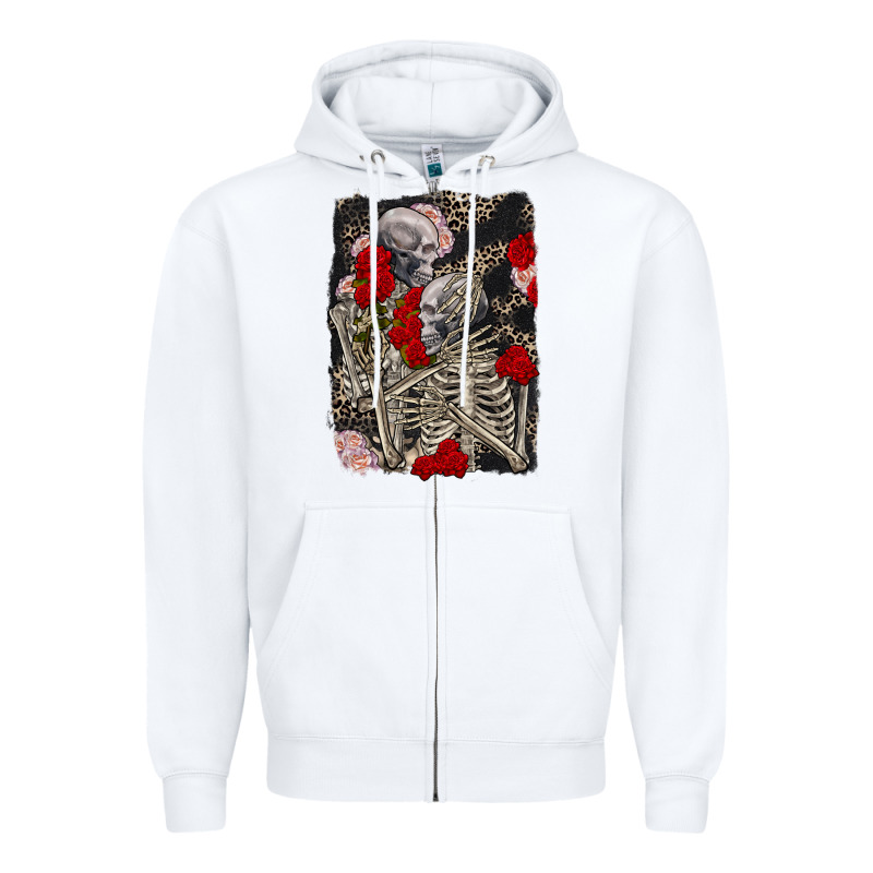 Two Skeletons Hugging Valentine's Day Zipper Hoodie by FaDigitalArtStudio | Teevron