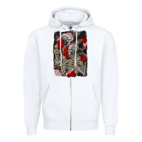 White Two skeletons hugging Valentine's Day Zipper Hoodie - FaDigitalArtStudio
