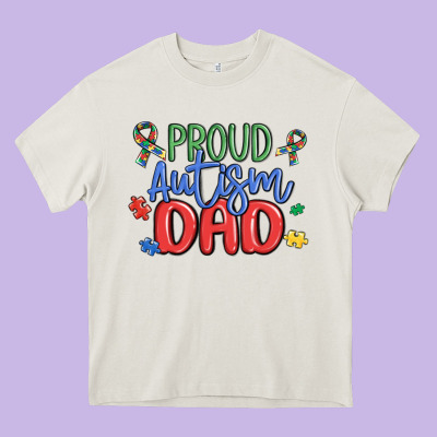 Proud Autism Dad Heavy Core Tee Designed By Maliassmallbusiness