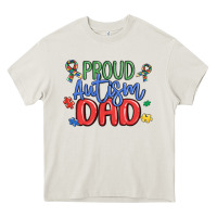 Cream proud autism dad Heavy Core Tee - MaliasSmallBusiness