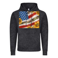 Vintage Black american flag sunflowers and canouflage print veteran mousepad Vintage Hoodie - Jasminsmagicworld