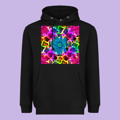 Neon Cowhide With Flower Seamless Pattern Heavyweight Hoodie Designed By Bundleandbundleshop
