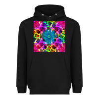 Black neon cowhide with flower seamless pattern Heavyweight Hoodie - BundleAndBundleShop
