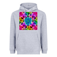 Heather Grey neon cowhide with flower seamless pattern Heavyweight Hoodie - BundleAndBundleShop