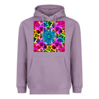 Lavender neon cowhide with flower seamless pattern Heavyweight Hoodie - BundleAndBundleShop