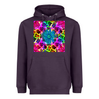 Plum neon cowhide with flower seamless pattern Heavyweight Hoodie - BundleAndBundleShop
