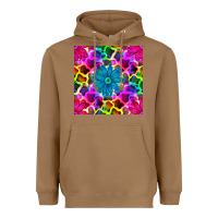 Toasted Coconut neon cowhide with flower seamless pattern Heavyweight Hoodie - BundleAndBundleShop