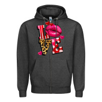 Charcoal Heather Western love lips Zipper Hoodie - FaDigitalArtStudio