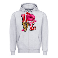 Heather Grey Western love lips Zipper Hoodie - FaDigitalArtStudio