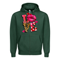 Sports Green Western love lips Zipper Hoodie - FaDigitalArtStudio
