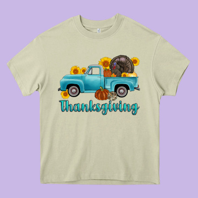 Thanksgiving Truck Turkey Heavy Core Tee Designed By Adodesignshop