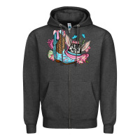 Charcoal Heather Easter cowboy boots hat Zipper Hoodie - OliviaCreatesArt
