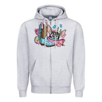 Heather Grey Easter cowboy boots hat Zipper Hoodie - OliviaCreatesArt