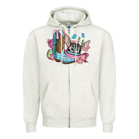 Oatmeal Heather Easter cowboy boots hat Zipper Hoodie - OliviaCreatesArt