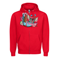 Red Easter cowboy boots hat Zipper Hoodie - OliviaCreatesArt