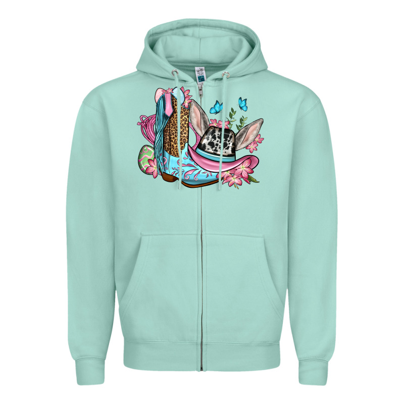 Easter Cowboy Boots Hat Zipper Hoodie by OliviaCreatesArt | Teevron