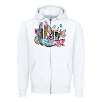 White Easter cowboy boots hat Zipper Hoodie - OliviaCreatesArt