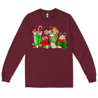 Burgundy Christmas coffee cup Long Sleeve Tee - NancyCooperArtShop