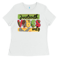 White juneteenth vibes only Ladies Tee - MaliasSmallBusiness
