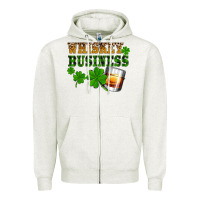 Oatmeal Heather St. Patrick's Day whiskey business Zipper Hoodie - OliviaCreatesArt