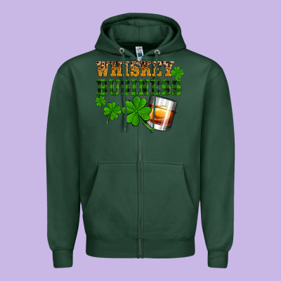 St. Patrick's Day Whiskey Business Zipper Hoodie Designed By Oliviacreatesart
