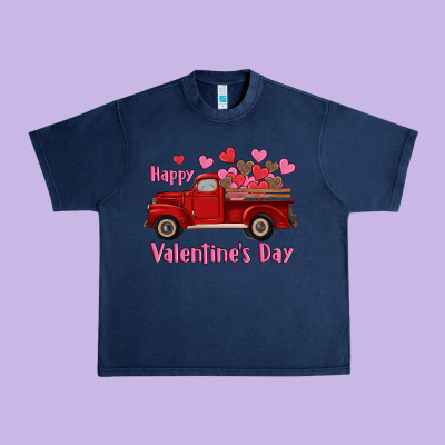 Happy Valentine's Day Truck Hearts Urban Heavy Tee Designed By Ranaportraitstore