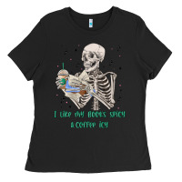 Black i like my books spicy and coffee icy Ladies Tee - MaliasSmallBusiness
