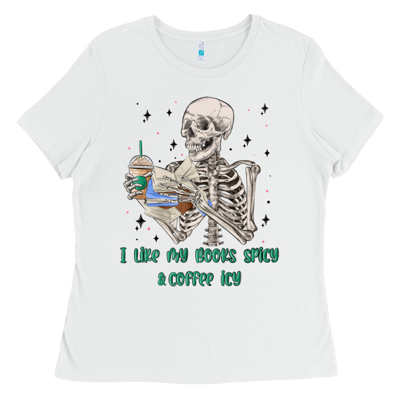 I Like My Books Spicy And Coffee Icy Ladies Tee by MaliasSmallBusiness | Teevron
