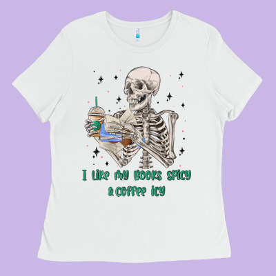 I Like My Books Spicy And Coffee Icy Ladies Tee Designed By Maliassmallbusiness