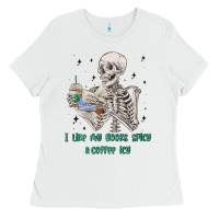 White i like my books spicy and coffee icy Ladies Tee - MaliasSmallBusiness