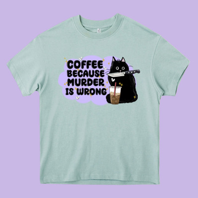 Coffee Because Murder Is Wrong Heavy Core Tee Designed By Maliassmallbusiness