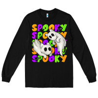 Black Spooky with Ghost Cats Long Sleeve Tee - texasbilliewilder