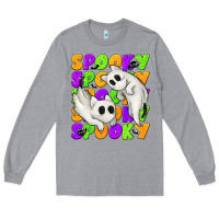 Heather Grey Spooky with Ghost Cats Long Sleeve Tee - texasbilliewilder