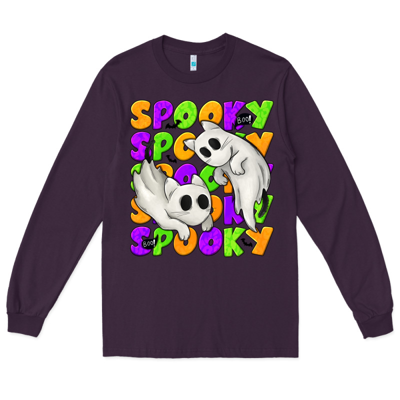 Spooky With Ghost Cats Long Sleeve Tee by texasbilliewilder | Teevron